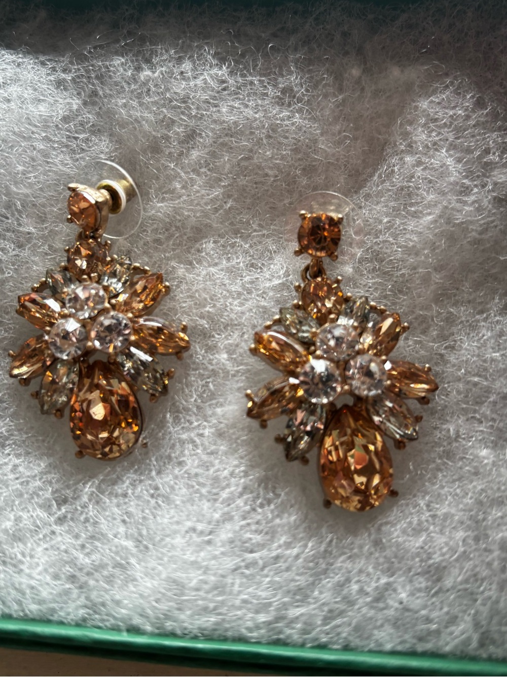 Gold-Tone Amber Crystal Drop Earrings - Sparkling Statement Jewelry